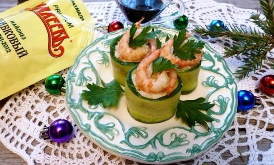 Рецепт роллов из огурца с креветками