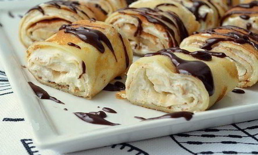 Рецепт роллов из рисовых блинчиков с творожно-банановым кремом