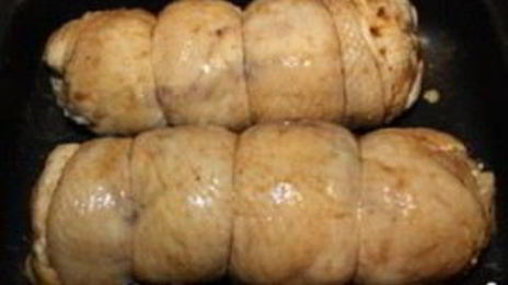 куриный рулет с грибами и перцем