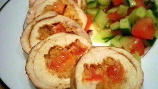 Куриные рулеты с чечевицей