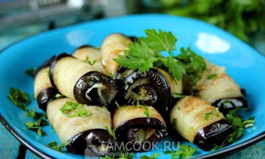 Рецепт острых рулетиков из баклажанов