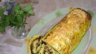 Рулет из кабачков с грибами и сыром