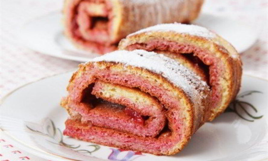 Рецепт рулета с йогуртово-малиновой начинкой