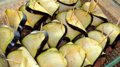 рулетики из баклажанов с фаршем