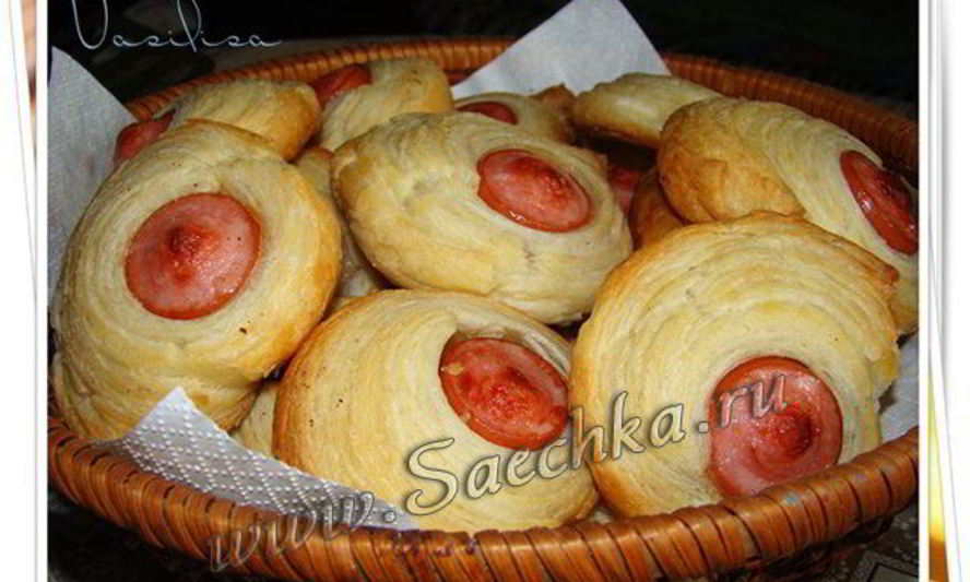 Рецепт сосисок в слоеном тесте пуговки