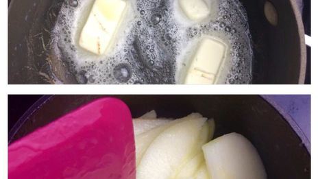 французские жареные сэндвичи с сыром филадельфия и зелеными яблоками