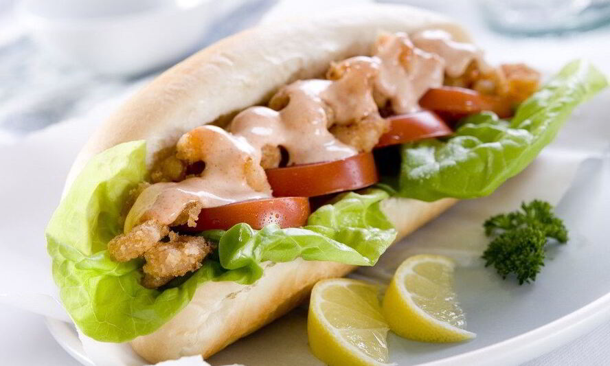 Рецепт по-боя сэндвич с жареными креветками