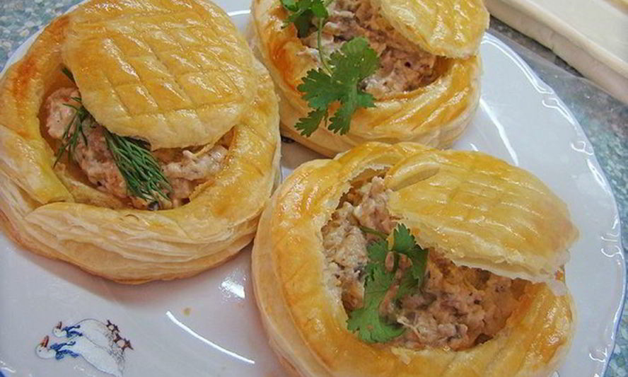 Рецепт слоеных тарталеток с начинкой