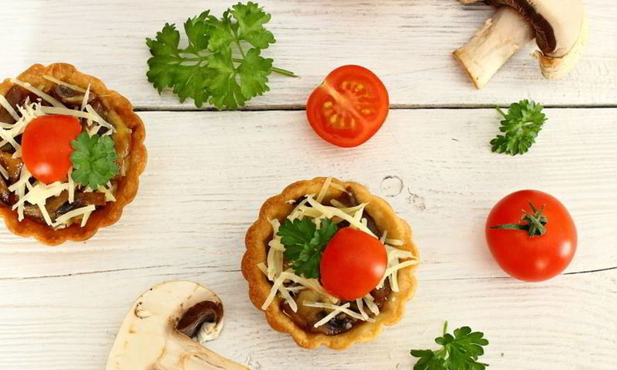Рецепт тарталеток с грибами и сыром