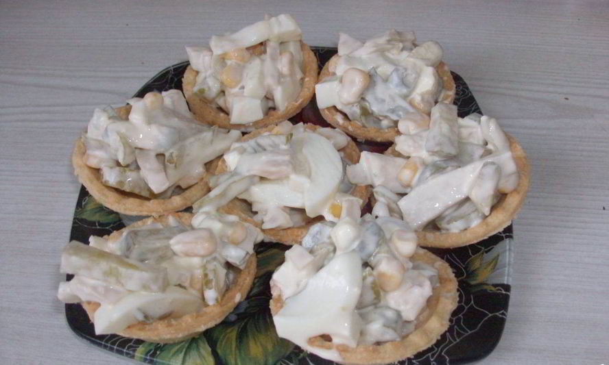 Рецепт тарталеток с кальмарами