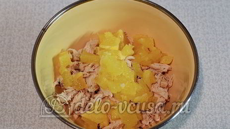 тарталетки с курицей и апельсином