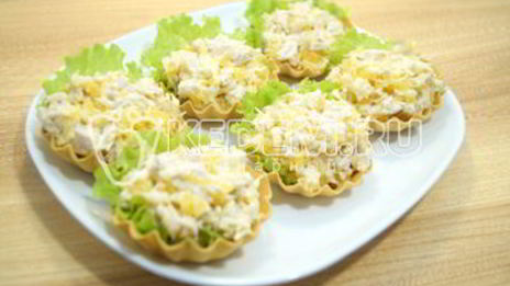 тарталетки с салатом мандариновый рай