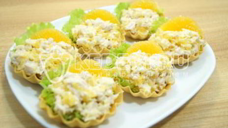 тарталетки с салатом мандариновый рай