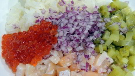 тарталетки с семгой и икрой