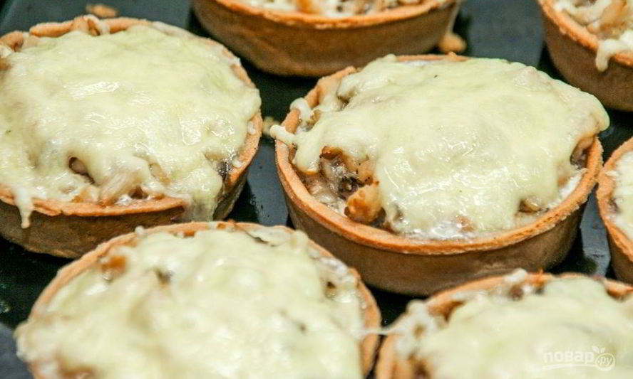 Рецепт тарталеток с сыром и грибами