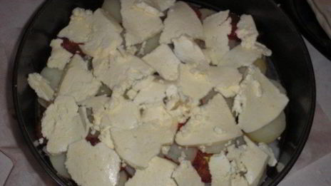 тарт с картофелем, сыром и помидорами