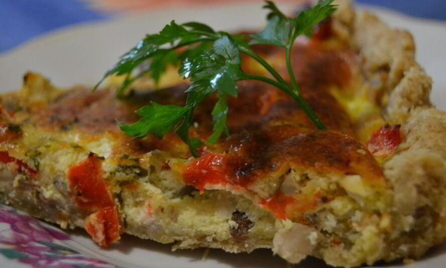 Рецепт тарта с курицей, грибами и сладким перцем