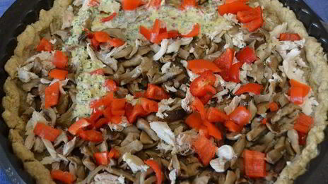 тарт с курицей, грибами и сладким перцем