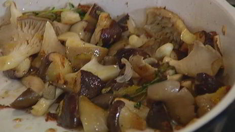 жареные грибы на тостах