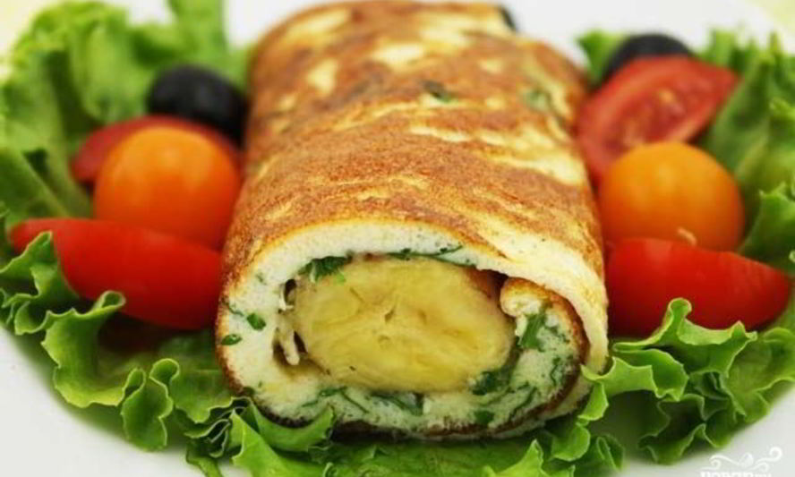 Рецепт яичницы с бананом