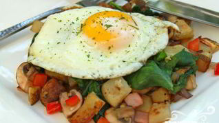 Яичница с грибами на завтрак