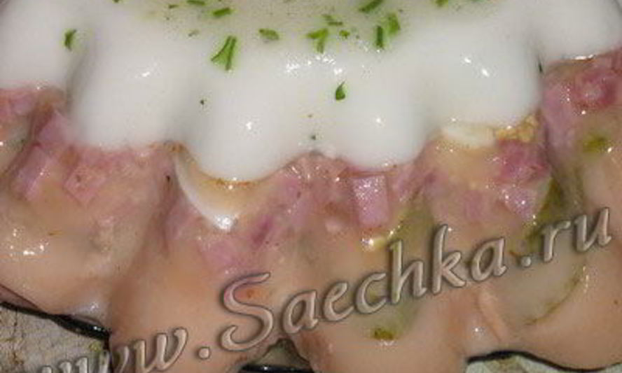 Рецепт двухцветного заливного с ветчиной