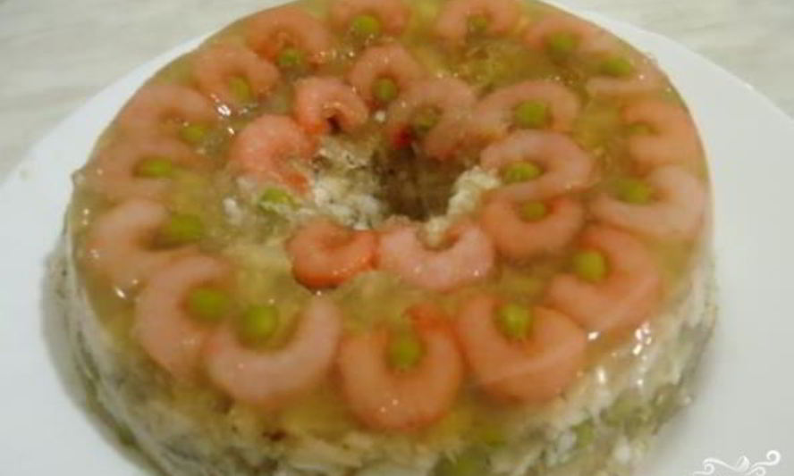 Рецепт заливного из рыбы и креветок