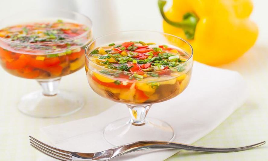 Рецепт заливного из шампиньонов и сладкого перца в мультиварке