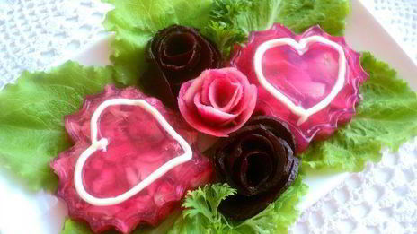 заливное сердечки