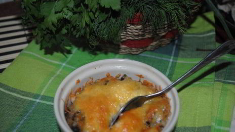 жульен с копченой индейкой