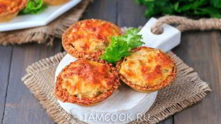 Жульен в тарталетках с грибами и сыром