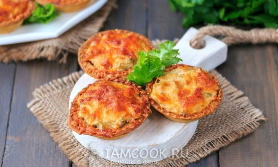Рецепт жульена в тарталетках с грибами и сыром