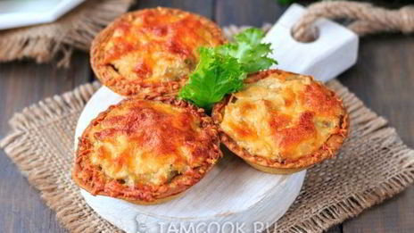 жульен в тарталетках с грибами и сыром